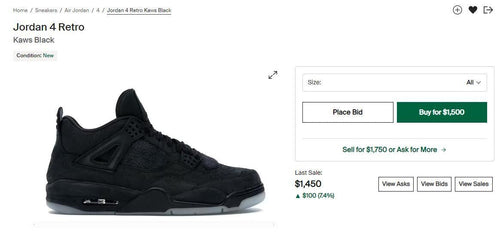Kaws X Air Jordan 4 Retro Black 2017 (UA)